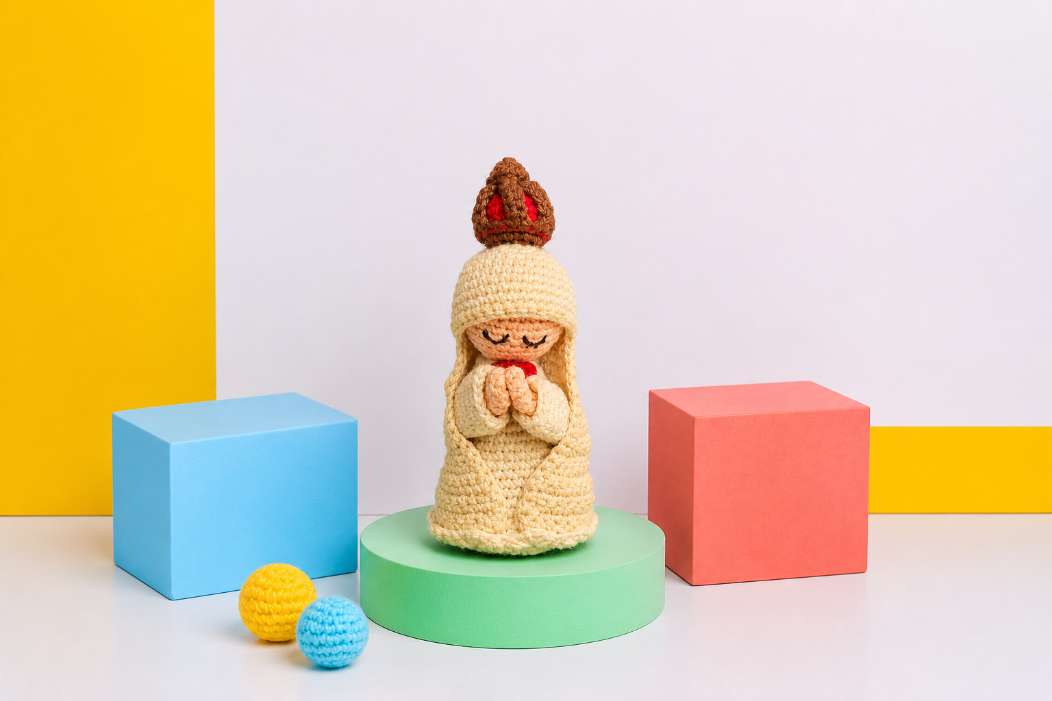 Nossa Senhora de F&aacute;tima em amigurumi